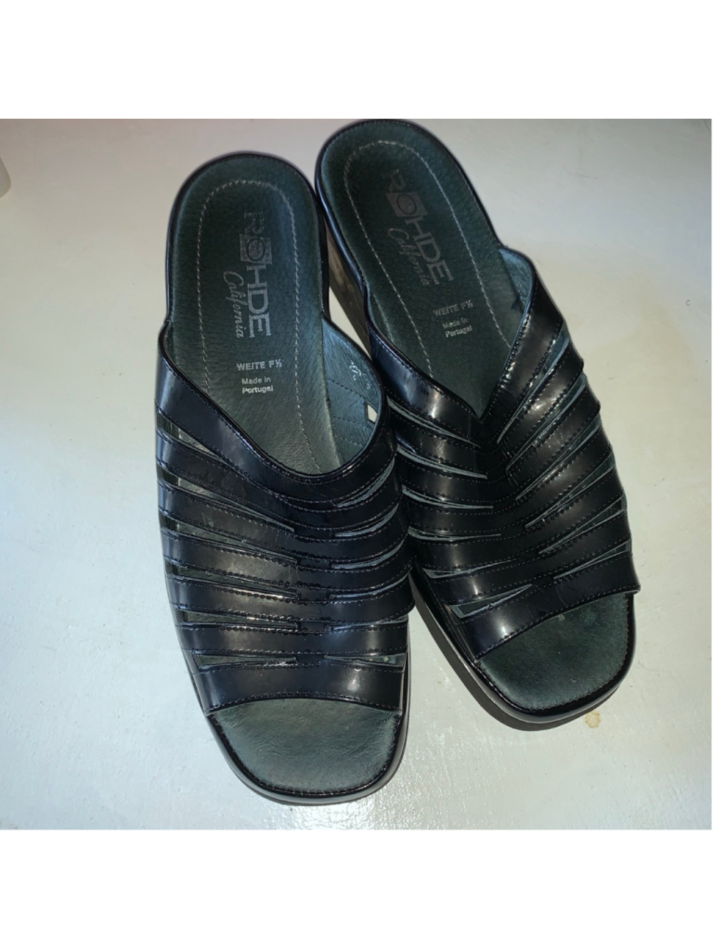 Women's Rohde California Black Wedge Sandals Size 10